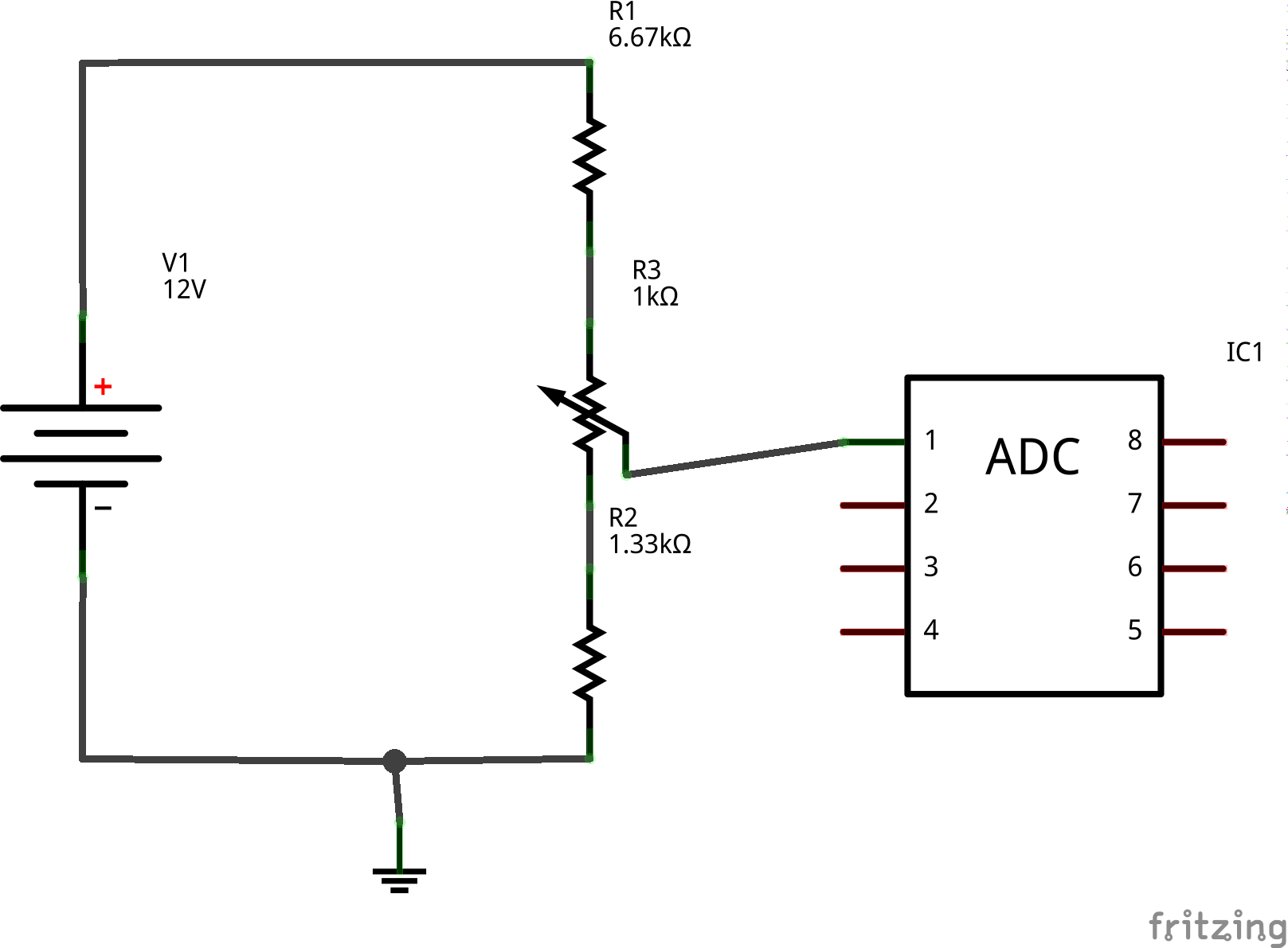 Simple voltage divider connected to ADC